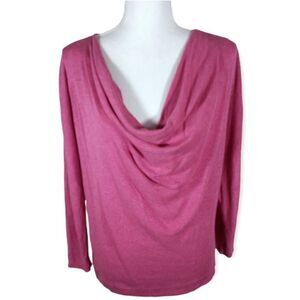 LUCY & LAUREL PINK COWL-NECK DOLMAN SLEEVE PULLOVER SZ.M EUC